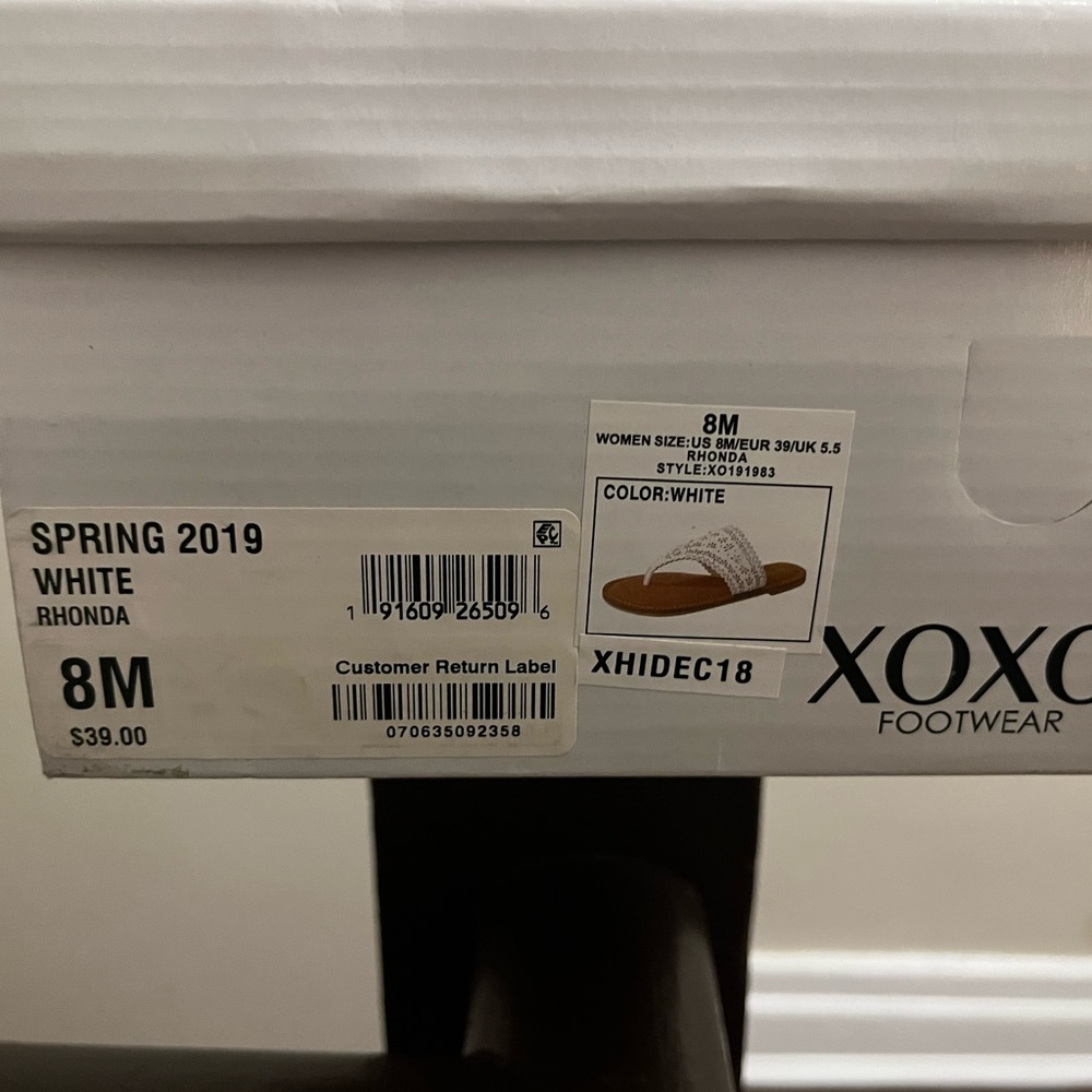 XOXO white flip flop sandals
